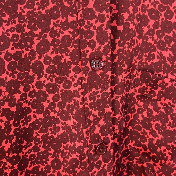 Equipment Huntley Floral Burgundy Red Long Sleeve Button Down Top Size S - Picture 5 of 11